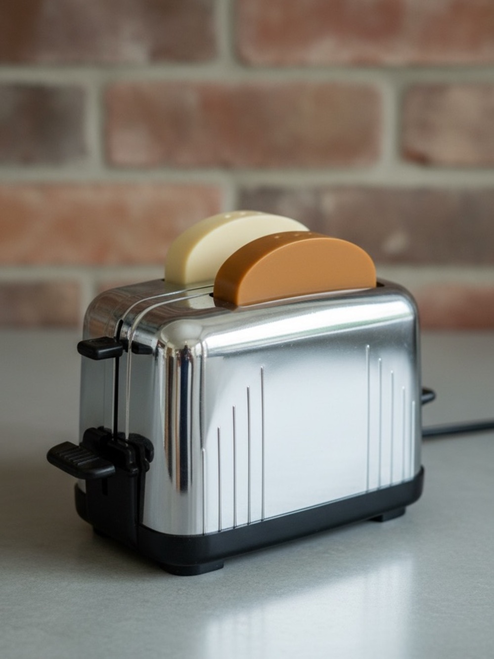 Vintage Plastic Toaster Salt and Pepper Shakers